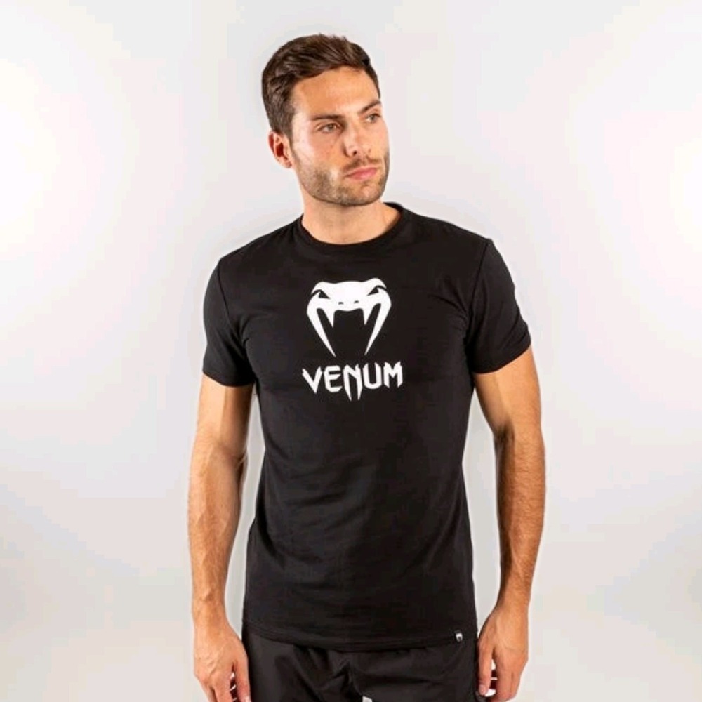 Venum Classic Center Logo T-shirt MMA UFC Men's Sz XL Black‎ BJJ Jiu Jitsu